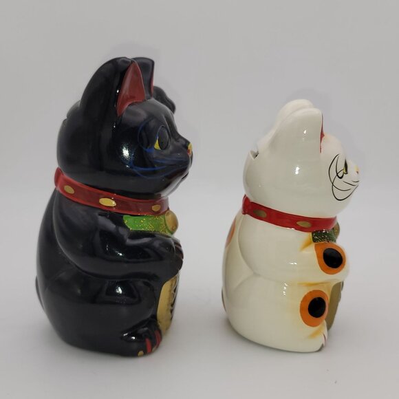Set Of 2 Ceramic Maneki Neko Lucky Cat Coin Banks - Picture 2 of 8